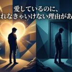 「愛しているのに、別れなきゃいけない理由がある」の文字と、希望と絶望を対比する男性のシルエット。