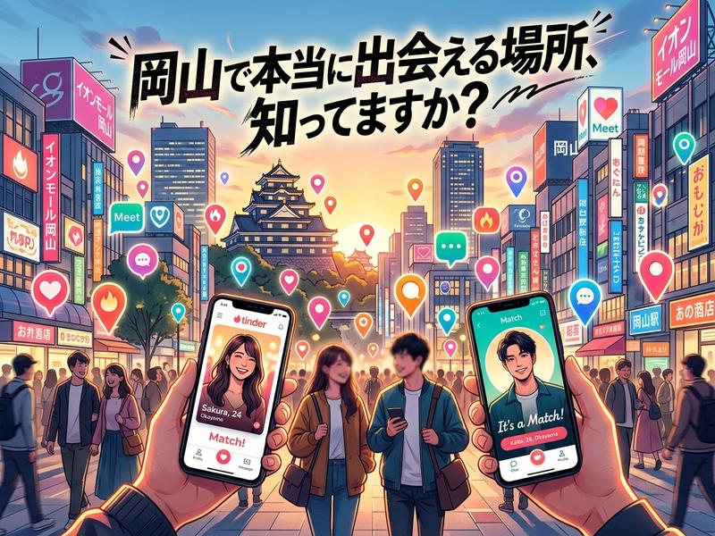 岡山を舞台に、マッチングアプリで出会いを求める街中の人々。