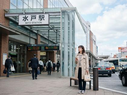 水戸駅前で待ち合わせをしている女性のイメージ
