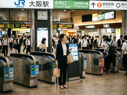 大阪駅の改札前で待ち合わせをする女性のイメージ