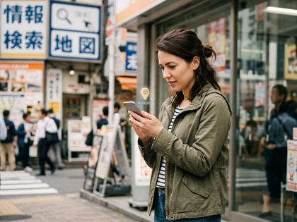 スマホで情報をチェックする女性のイメージ