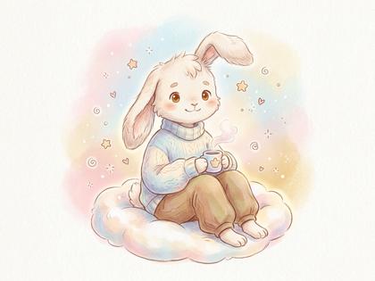 ふんわりした雰囲気のうさぎ系男子のイメージイラスト