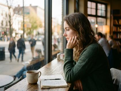 静かに考え事をする女性の横顔