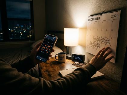 夜勤シフトのカレンダーとスマホ