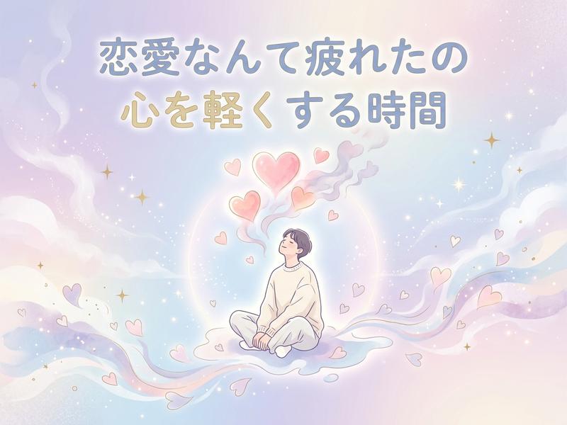 恋に疲れた人が心を軽くする時間を過ごすパステル調のイラスト。