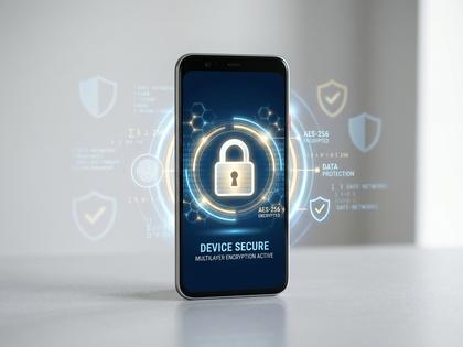 セキュリティを象徴する鍵のアイコンとスマホのイメージ