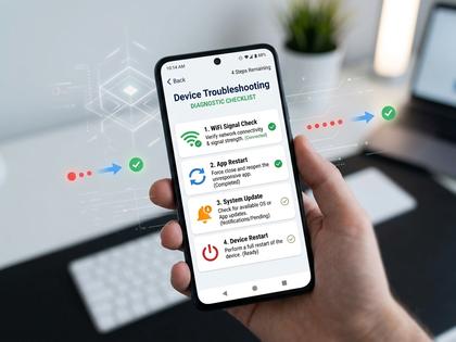 スマートフォンの設定画面を確認している女性のイメージ