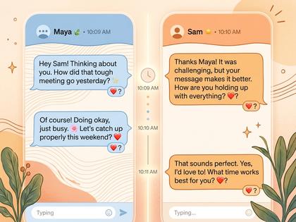 会話が弾んでいるメッセージのやり取り画面イメージ