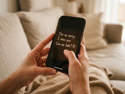 スマホでLINEを打つ女性の手元アップ