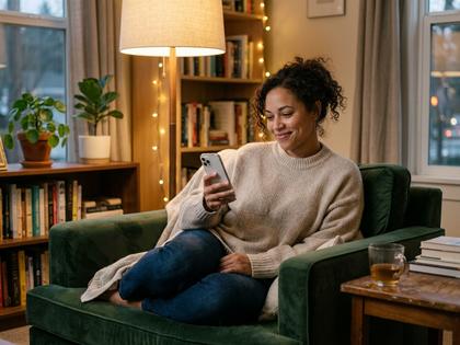 スマホでメッセージのやり取りをする女性