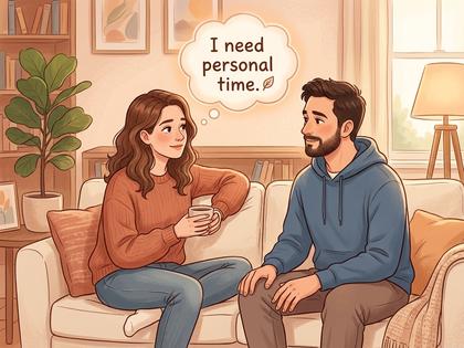 カフェで向かい合って穏やかに会話するカップル