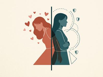 2人の女性が向かい合って話しているが、片方が少し身を引いているシーン