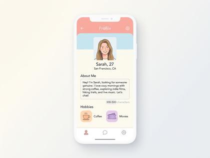 スマートフォン画面に表示された女性のプロフィール文サンプル