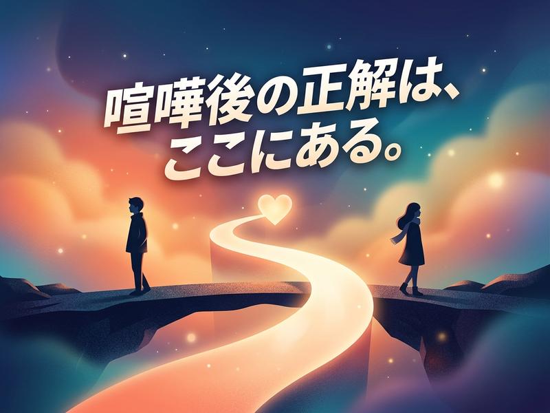 光の道で繋がる男女と「喧嘩後の正解は、ここにある。」というメッセージ。