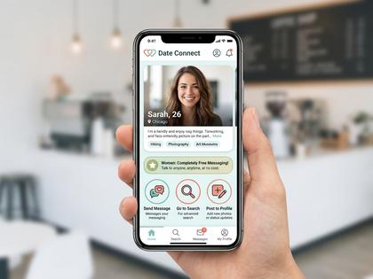 スマートフォンでワクワクメールを開きプロフィールを確認している女性のイメージ