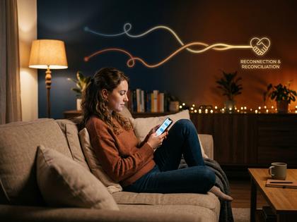 スマートフォンを見つめながらソファに座り、連絡を待っている20代女性の横顔。落ち着いたトーンの室内