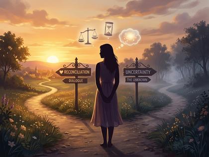 夕暮れの窓辺で外を見ながら考えごとをしている20代女性の横顔。落ち着いた雰囲気。800px×600px
