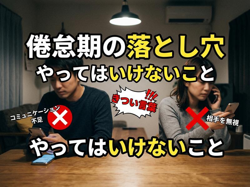 倦怠期の落とし穴。スマホで相手を無視するカップル。
