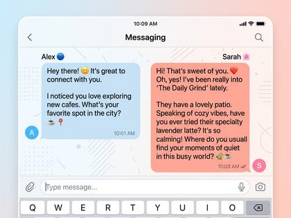 スマホのメッセージ画面のイメージ、吹き出しが並ぶデザイン、800px×600px