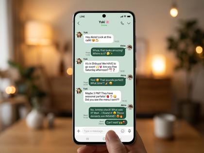 ベッドの上でスマホを見ながら微笑む20代女性、やわらかい室内光、800px×600px