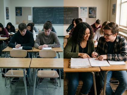 大学のキャンパスで友人グループと談笑する学生たち